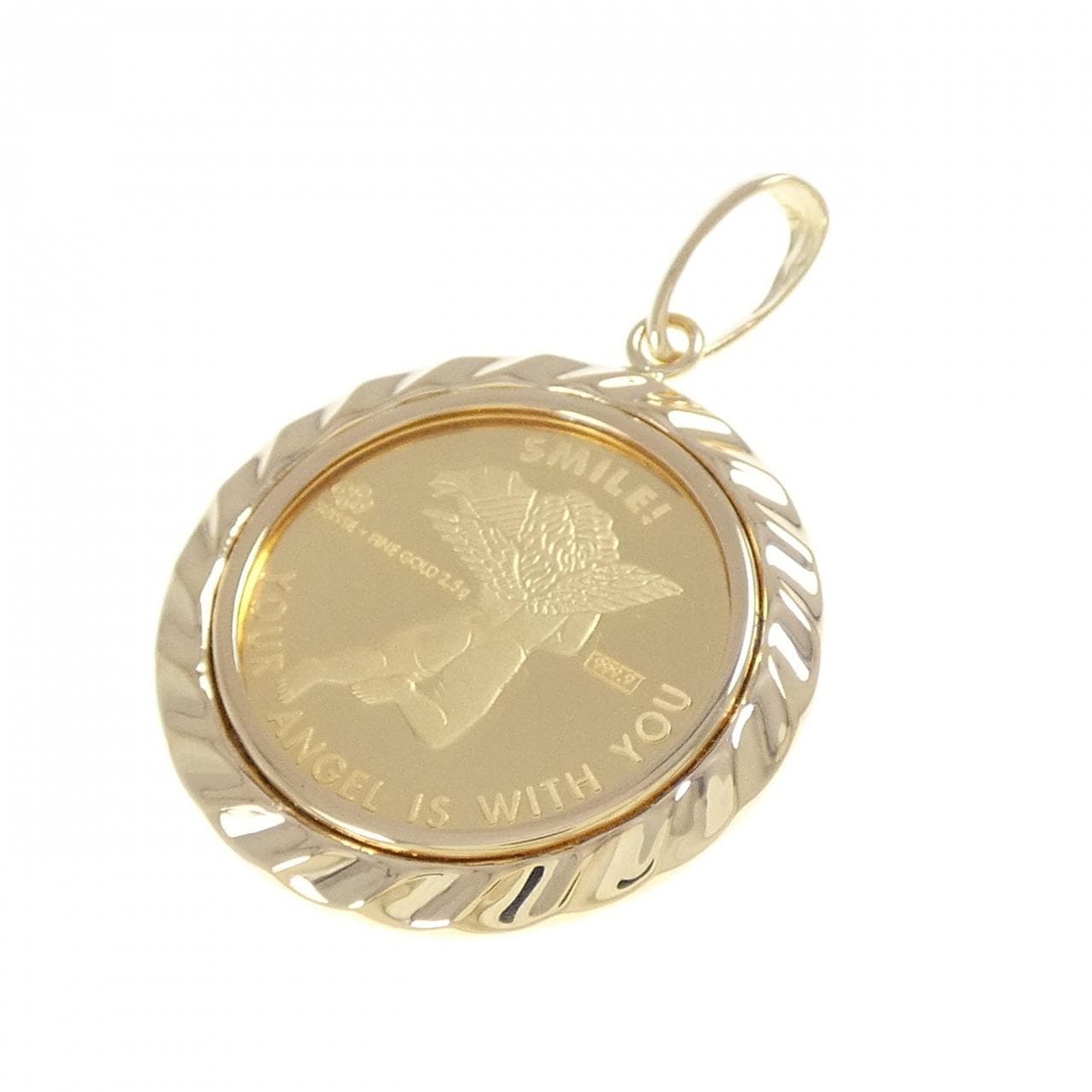 K18YG (frame) coin pendant