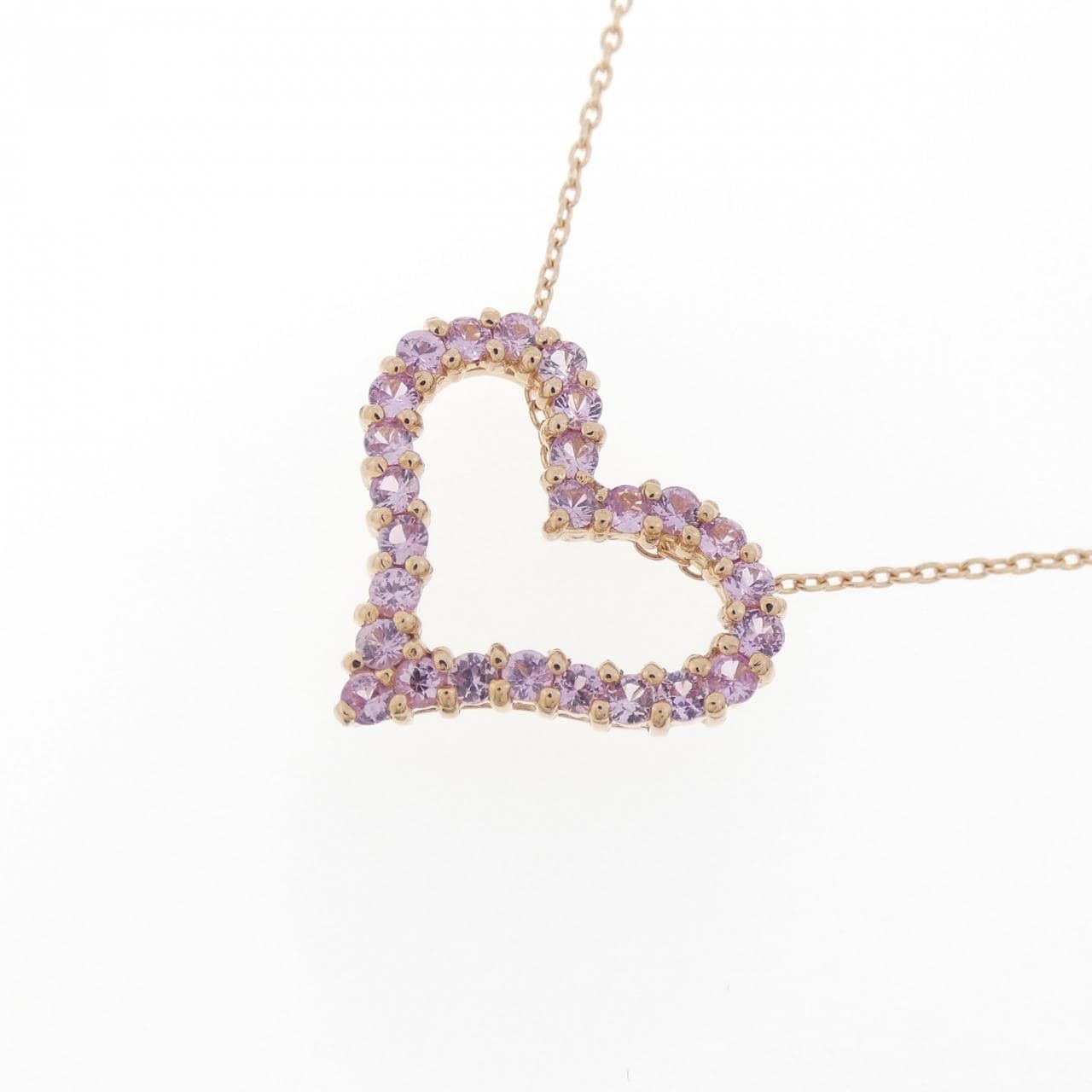 K18PG Heart Sapphire Necklace