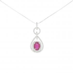 K18WG ルビー ネックレス 1.30CT