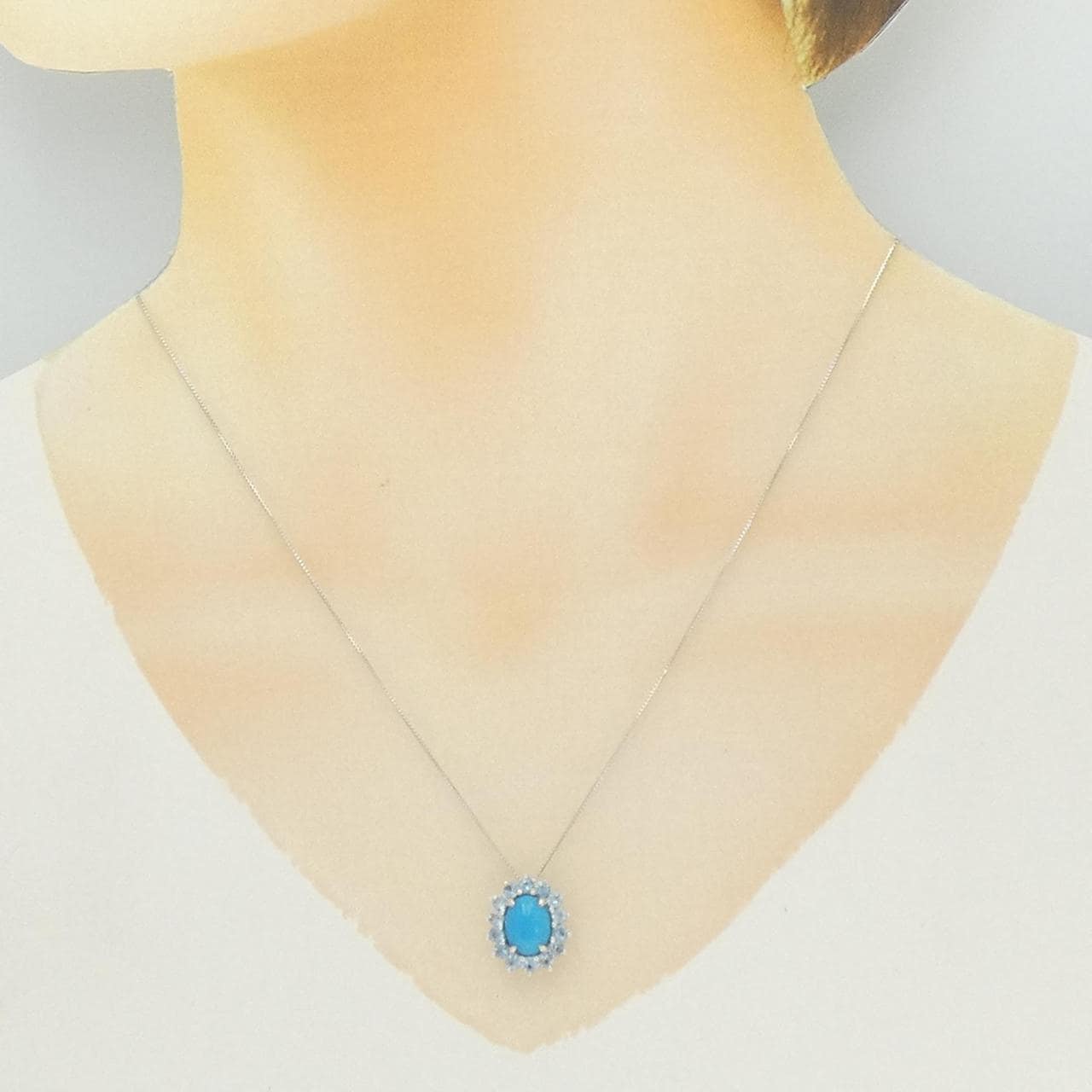 K18WG綠松石項鏈1.59CT