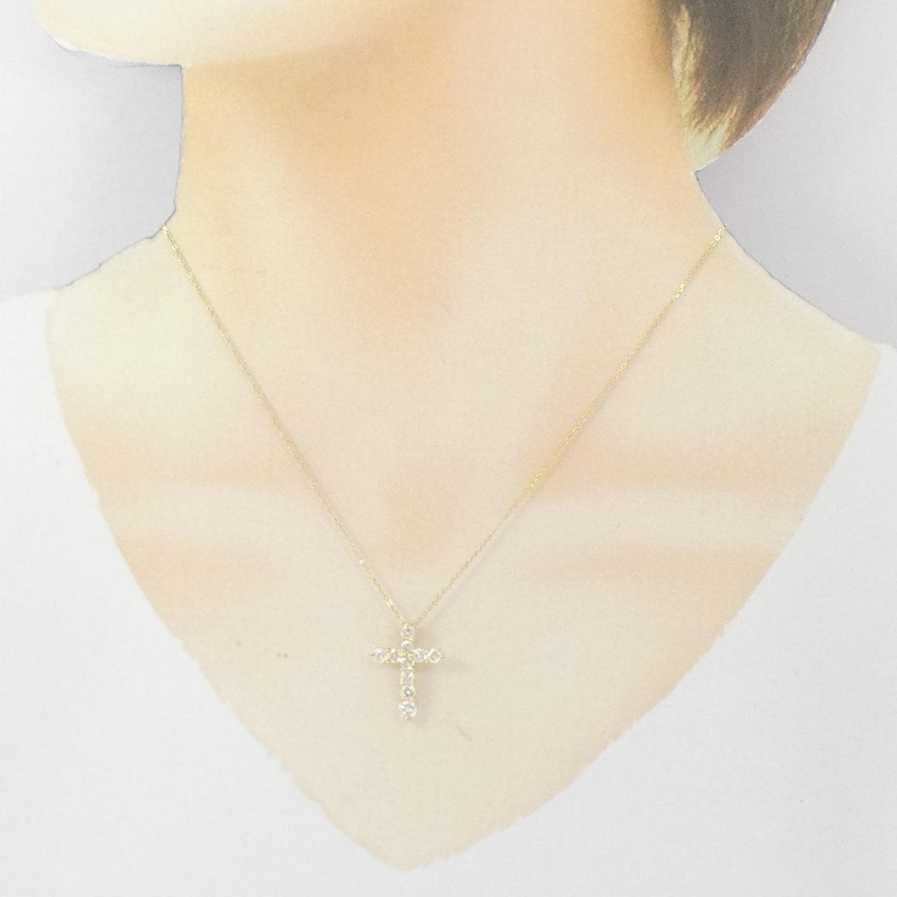 K18YG クロス ダイヤモンド ネックレス 1.00CT
