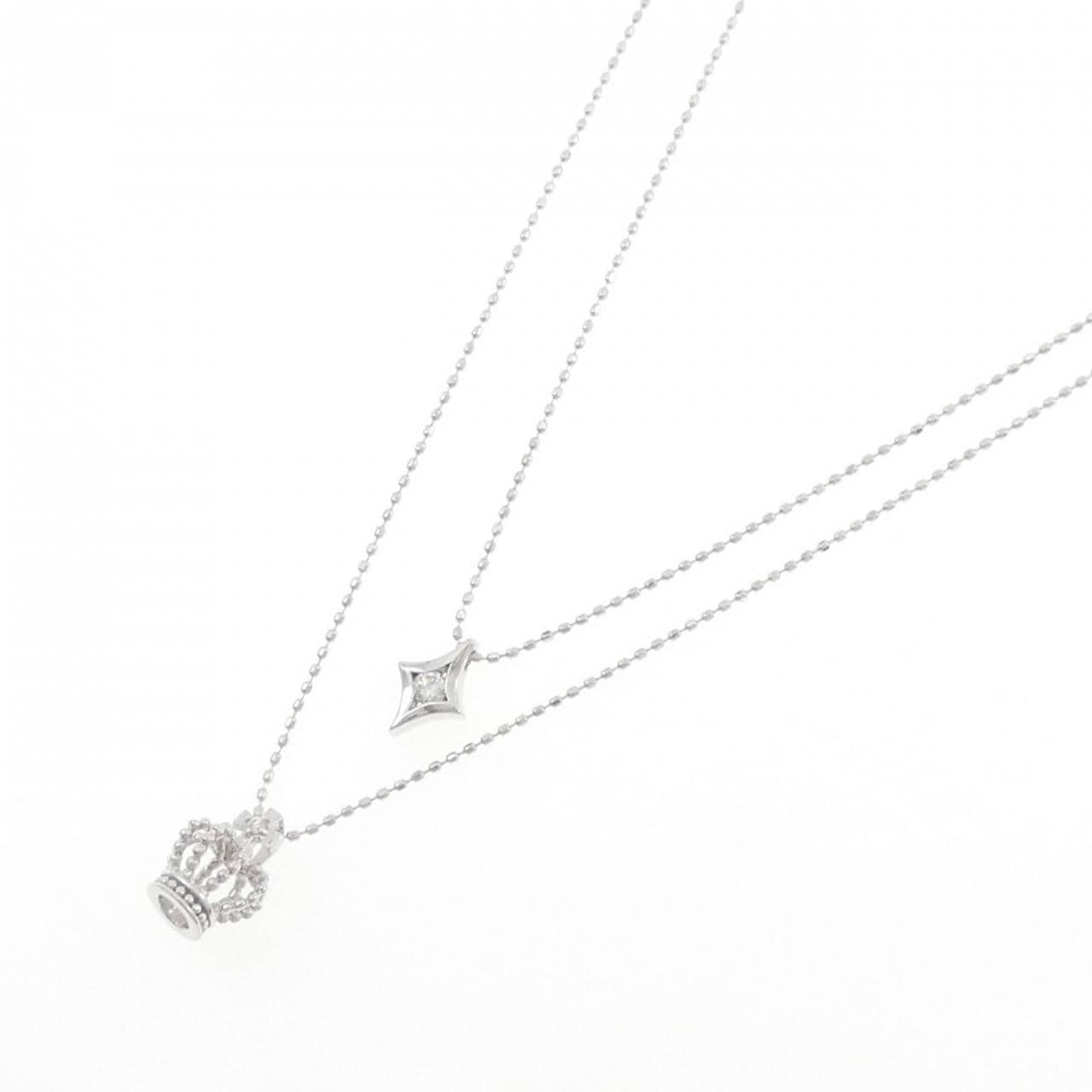 K18WG クラウン ダイヤモンド ネックレス 0.061CT