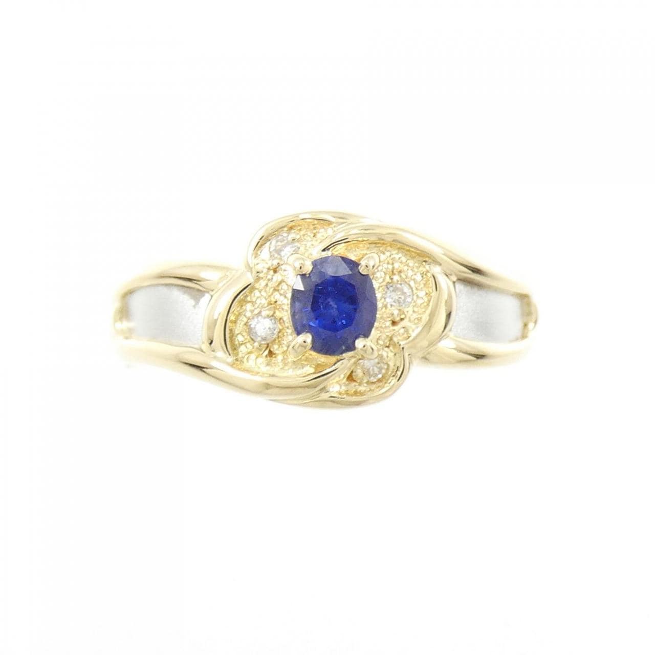 K18YG/PT900 サファイヤ リング 0.24CT