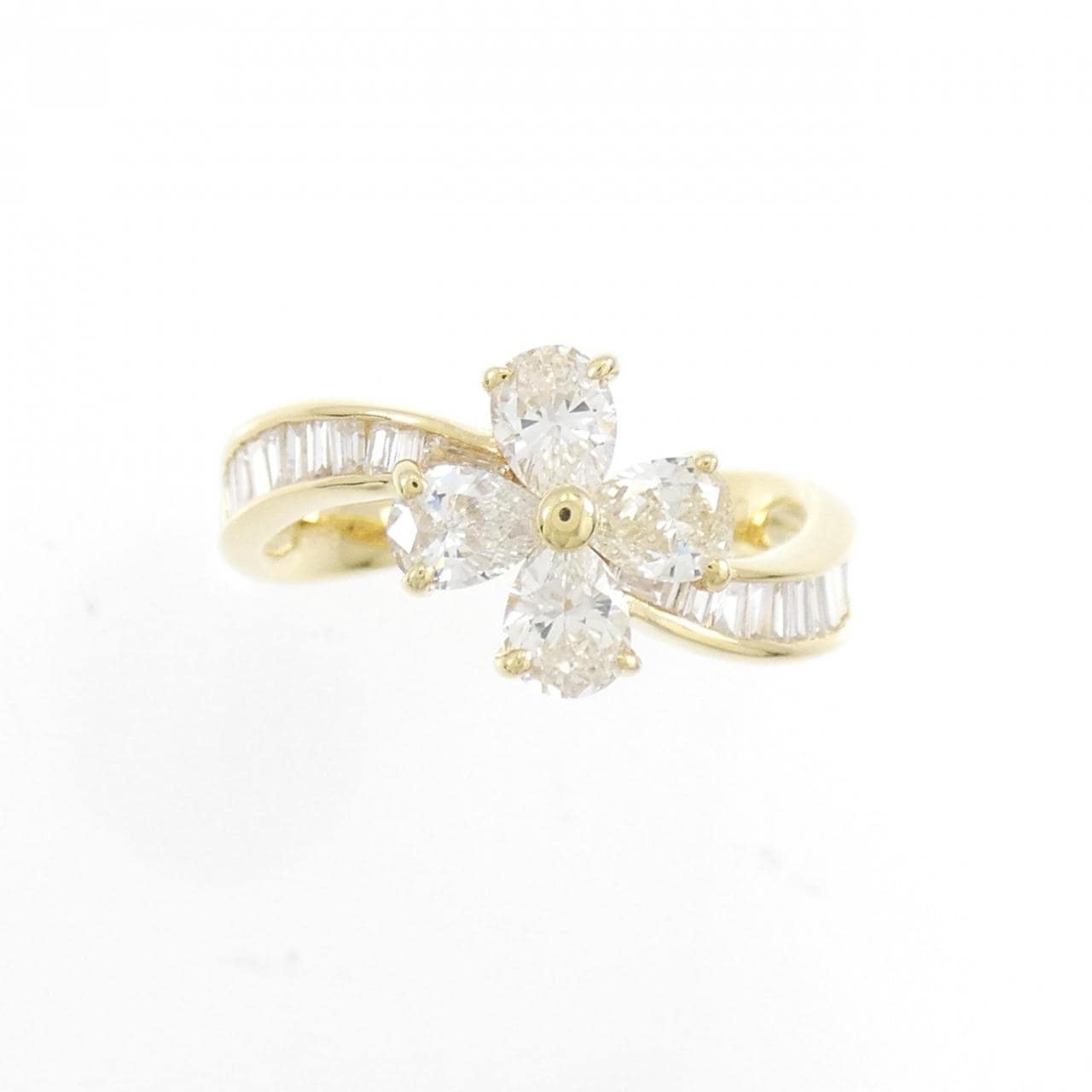 K18YG Flower Diamond Ring 0.94CT