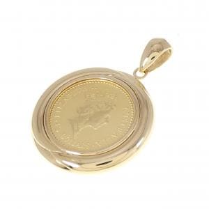 K18YG frame coin pendant