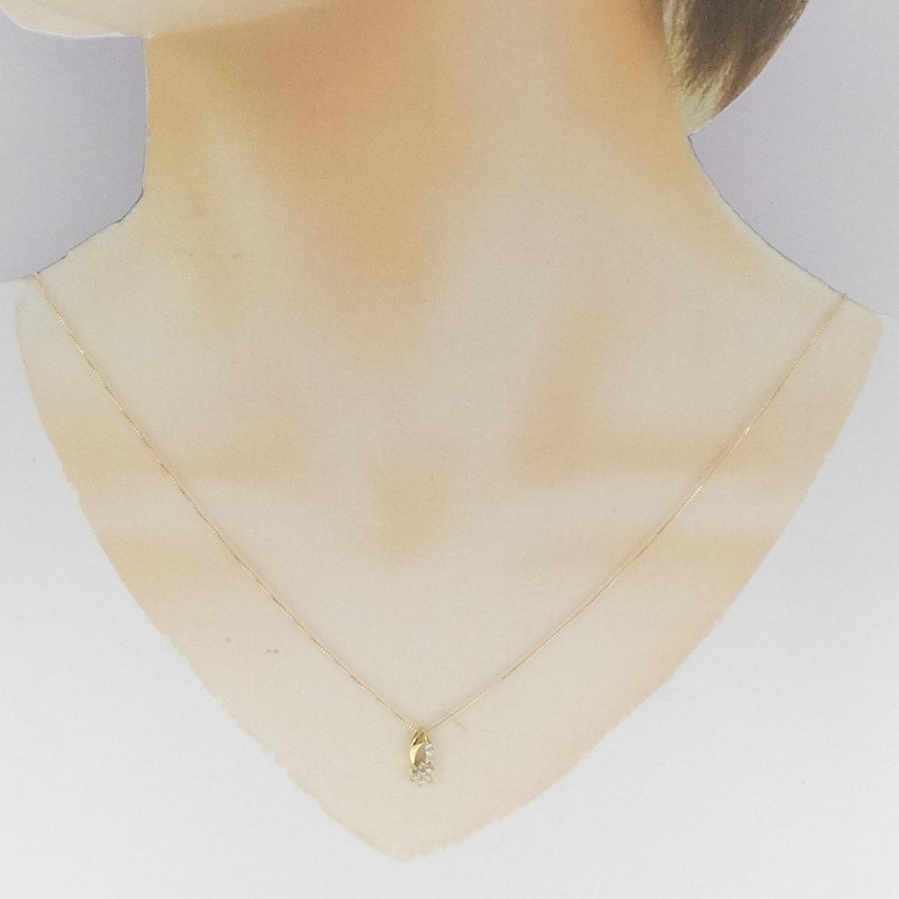 K18YG 花朵鑽石項鍊 0.20CT