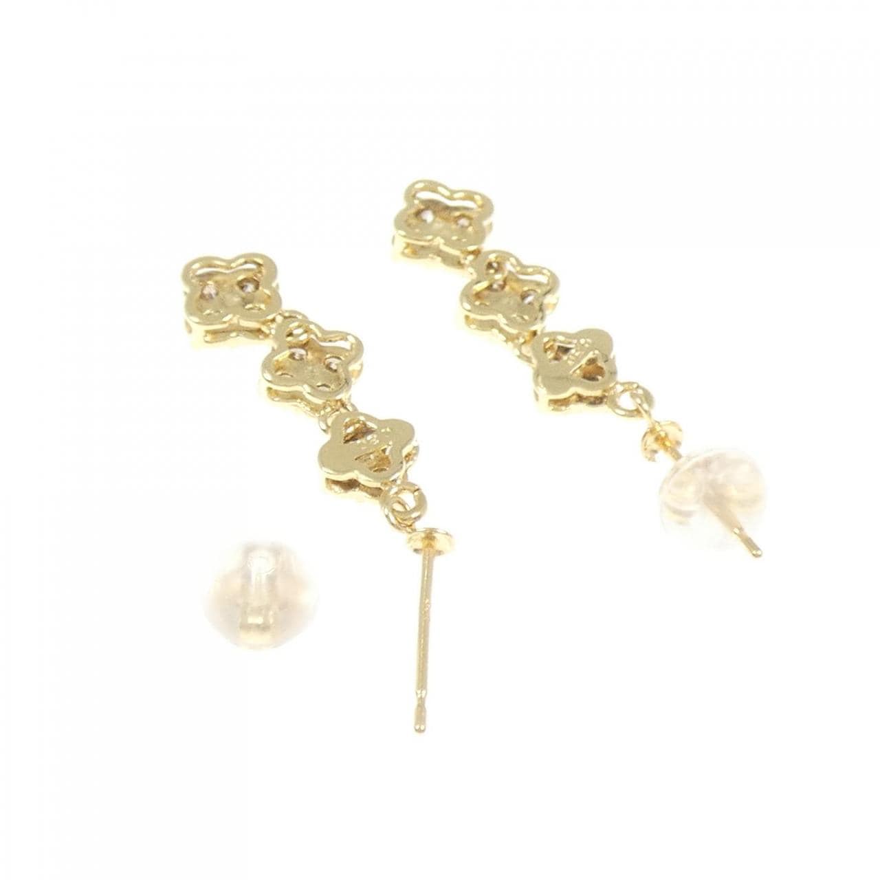 K18YG フラワー ダイヤモンド ピアス 0.60CT
