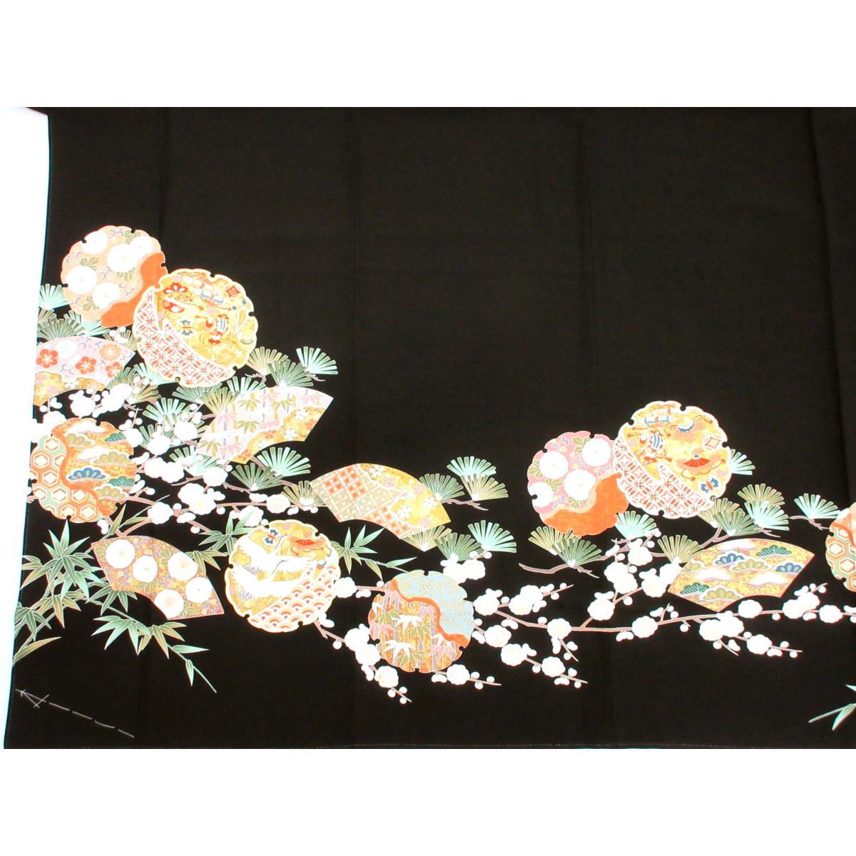 【未使用品】留袖　友禅金彩加工　刺繍入り　下り藤