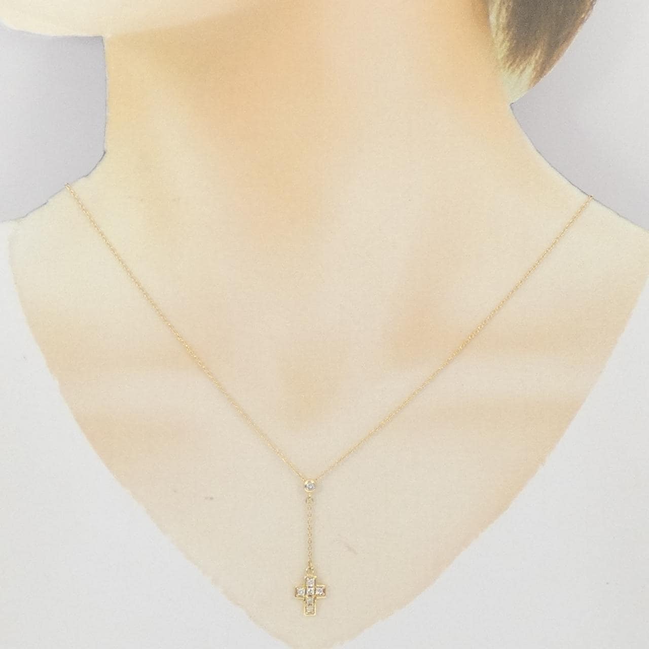 K18YG クロス ダイヤモンド ネックレス 0.15CT