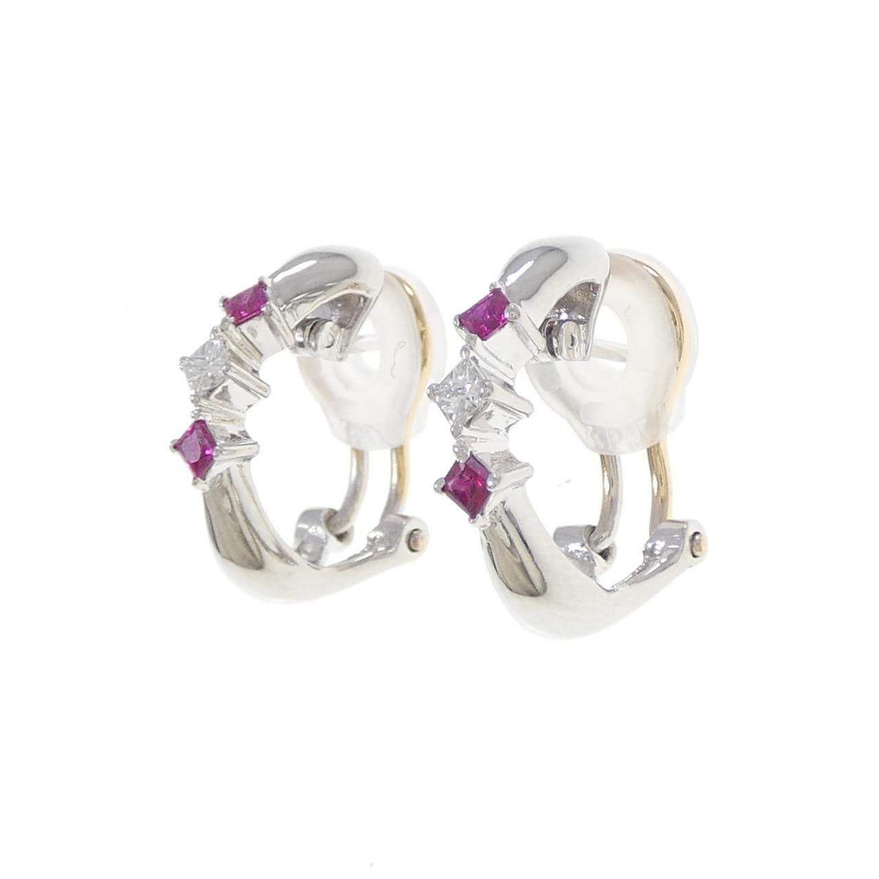 PT900/K18YG ルビー ピアス/イヤリング 0.18CT