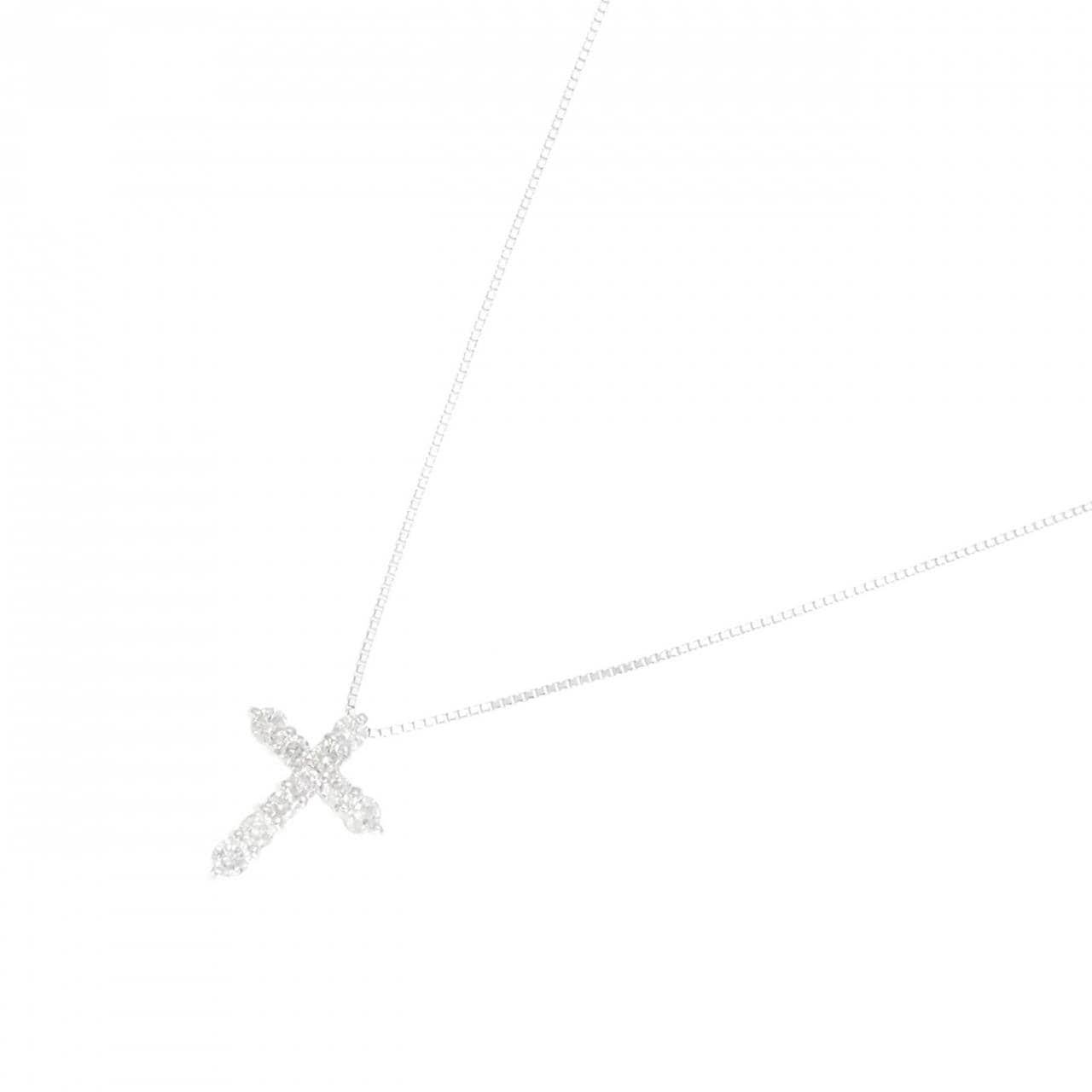 K18WG クロス ダイヤモンド ネックレス 0.52CT