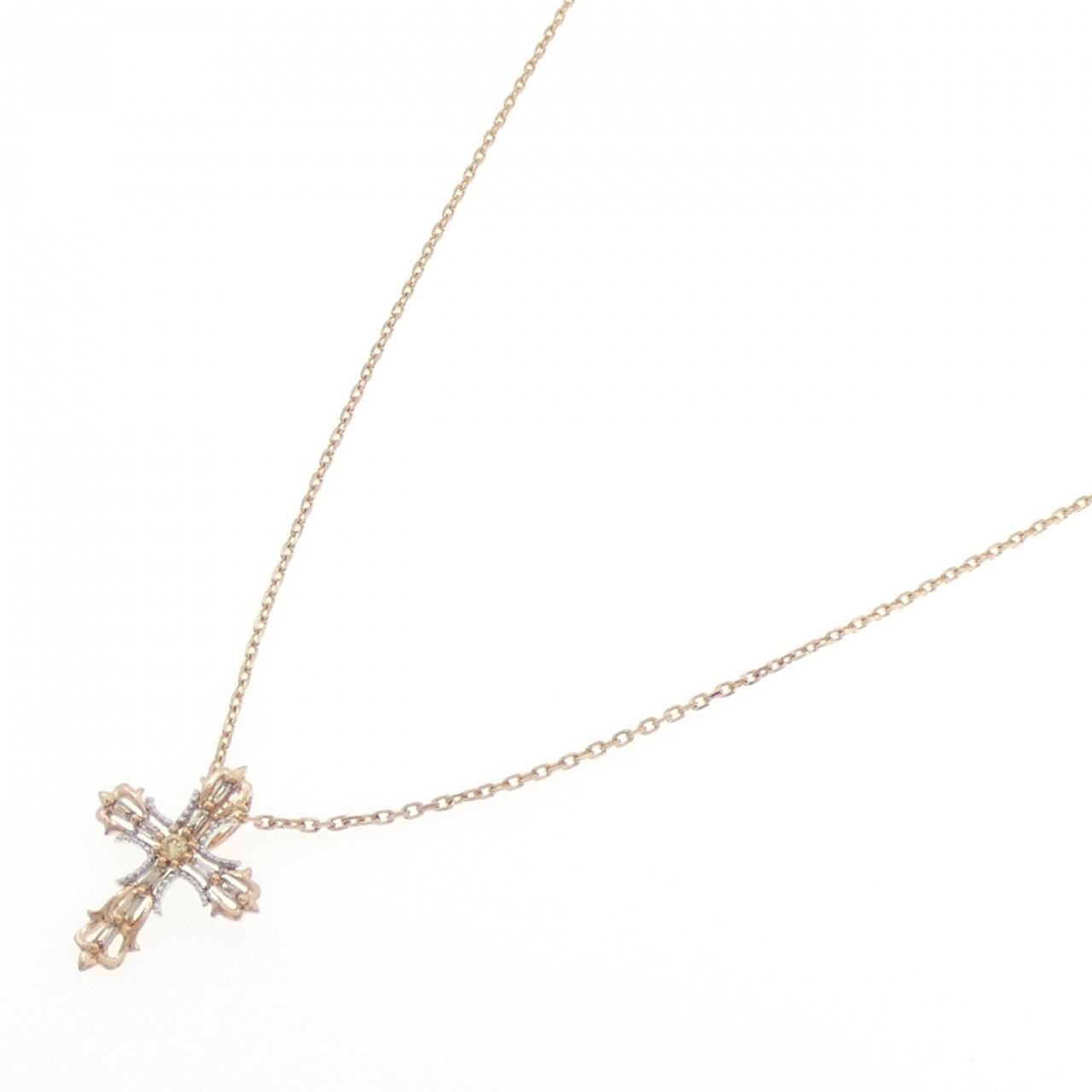 ジーエスティービー クロス ダイヤモンド ネックレス 0.13CT