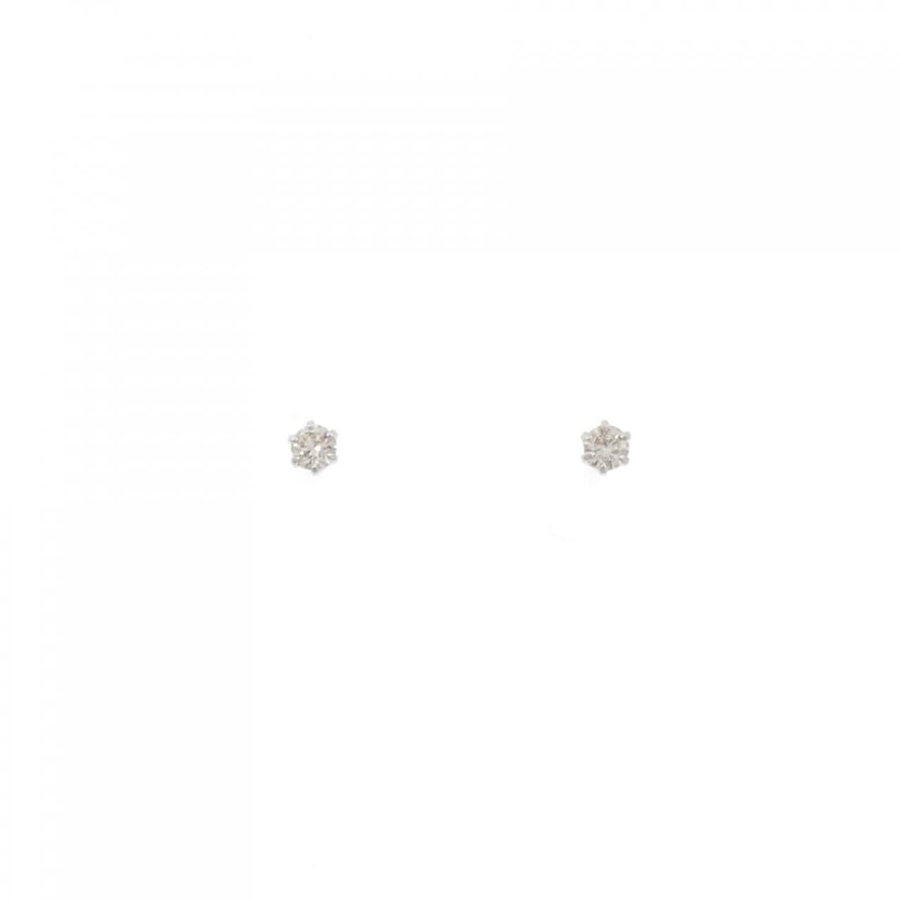 K18WG ソリティア ダイヤモンド ピアス 0.10CT