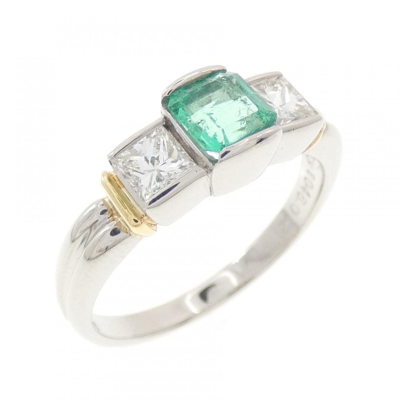 PT900/K18YG エメラルド リング 0.46CT