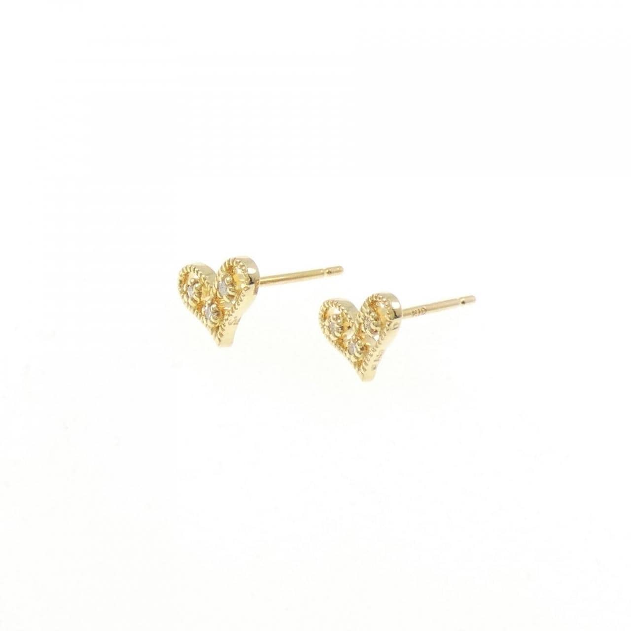 K18YG ハート ダイヤモンド ピアス