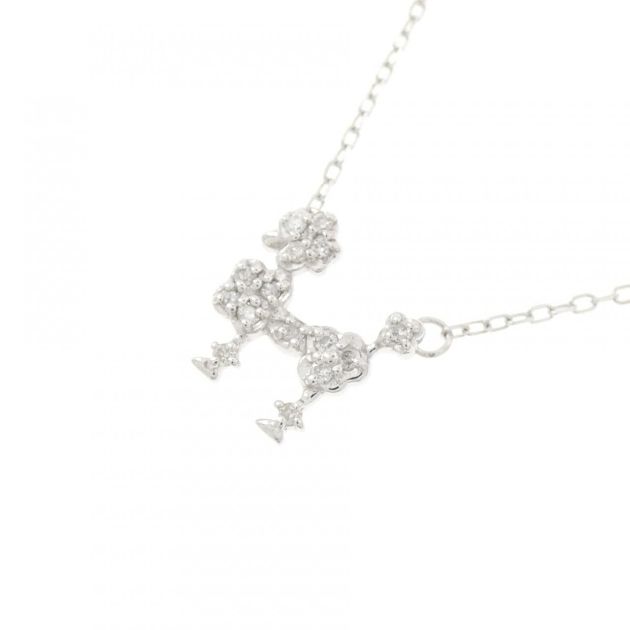 K10WG ドッグ ダイヤモンド ネックレス 0.09CT