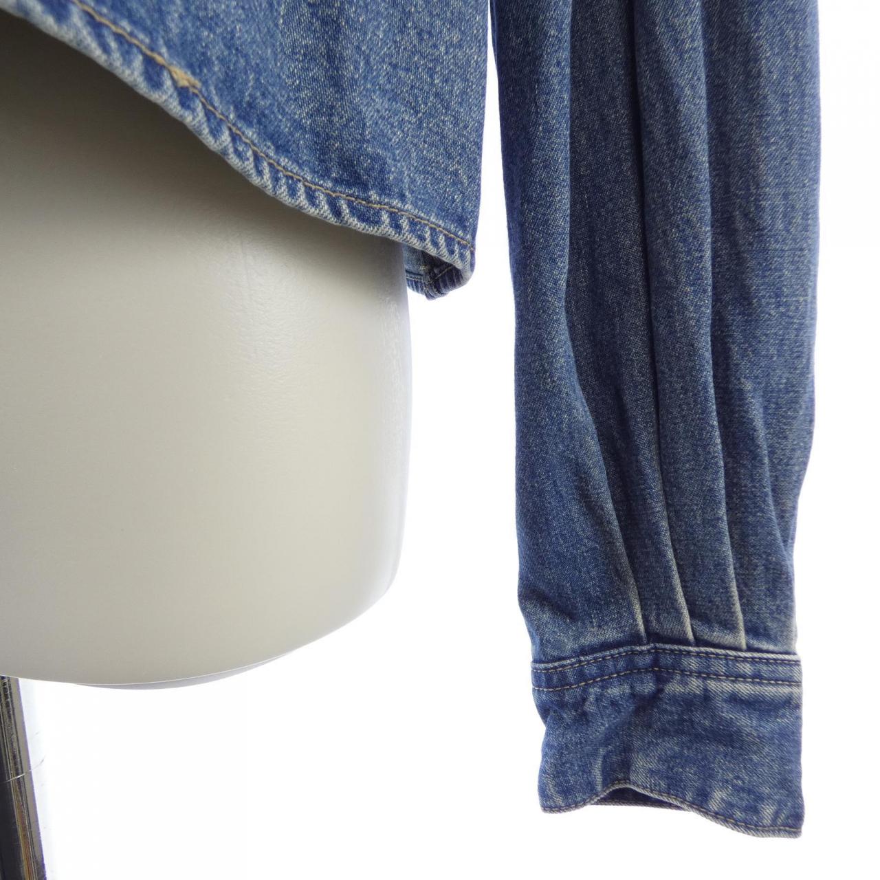 セリーヌ CELINE ユニオンオーシャンウォッシュデニム クロップドシャツ トリオンフ 2T187459N シャツ