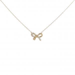 K18PG リボン ダイヤモンド ネックレス 0.05CT