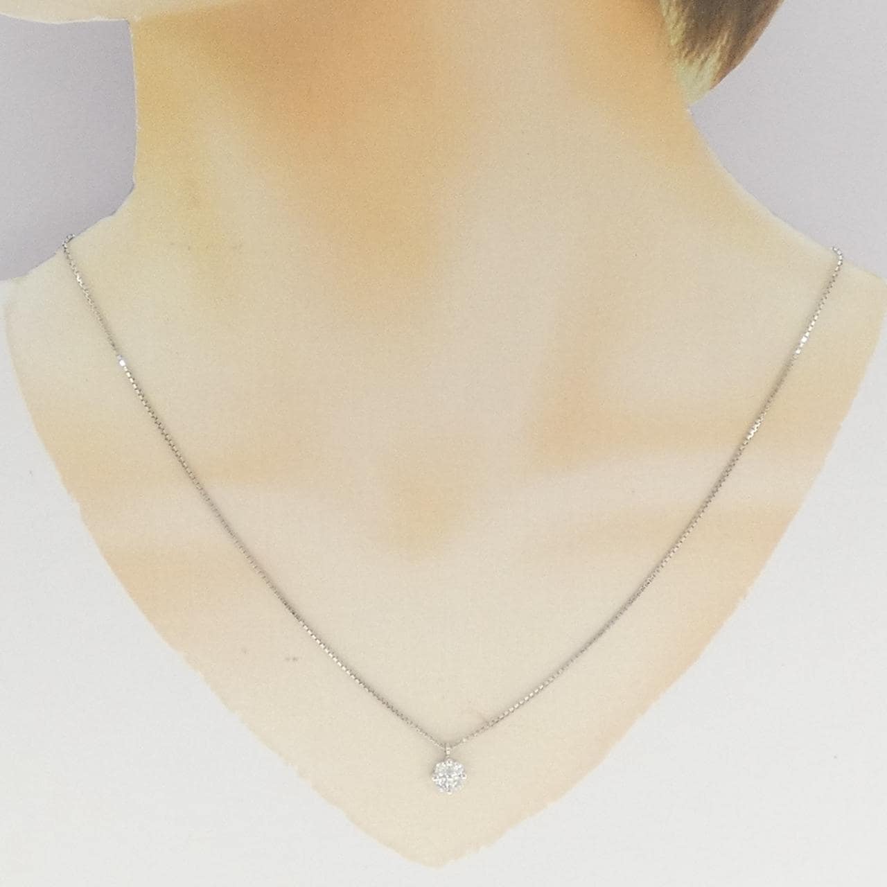 K18WG/PT ダイヤモンド ネックレス 0.27CT