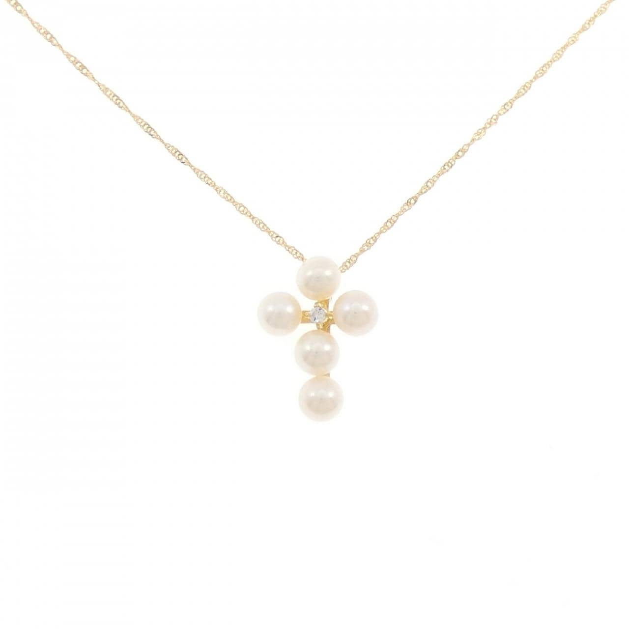 K18YG クロス 淡水パール ネックレス