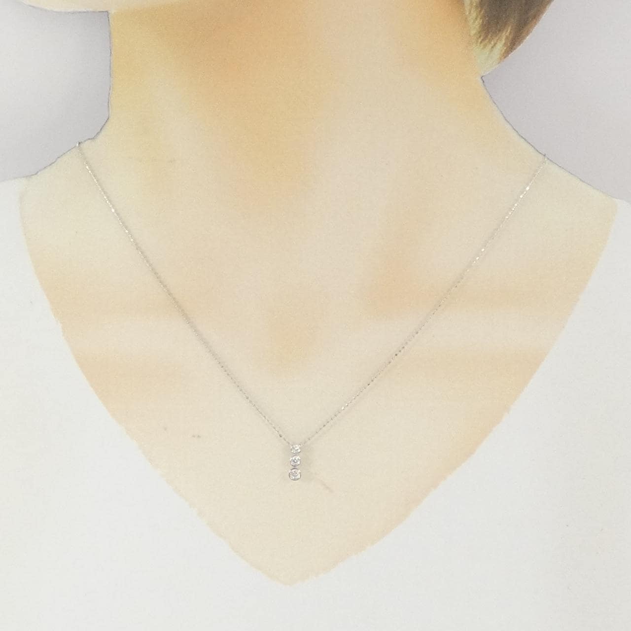 K18WG ダイヤモンド ネックレス 0.13CT
