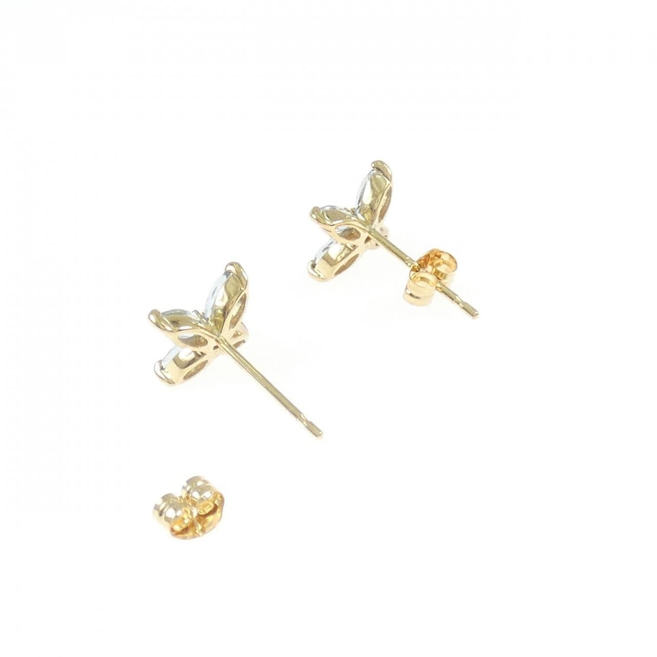 K18YG フラワー アクアマリン ピアス