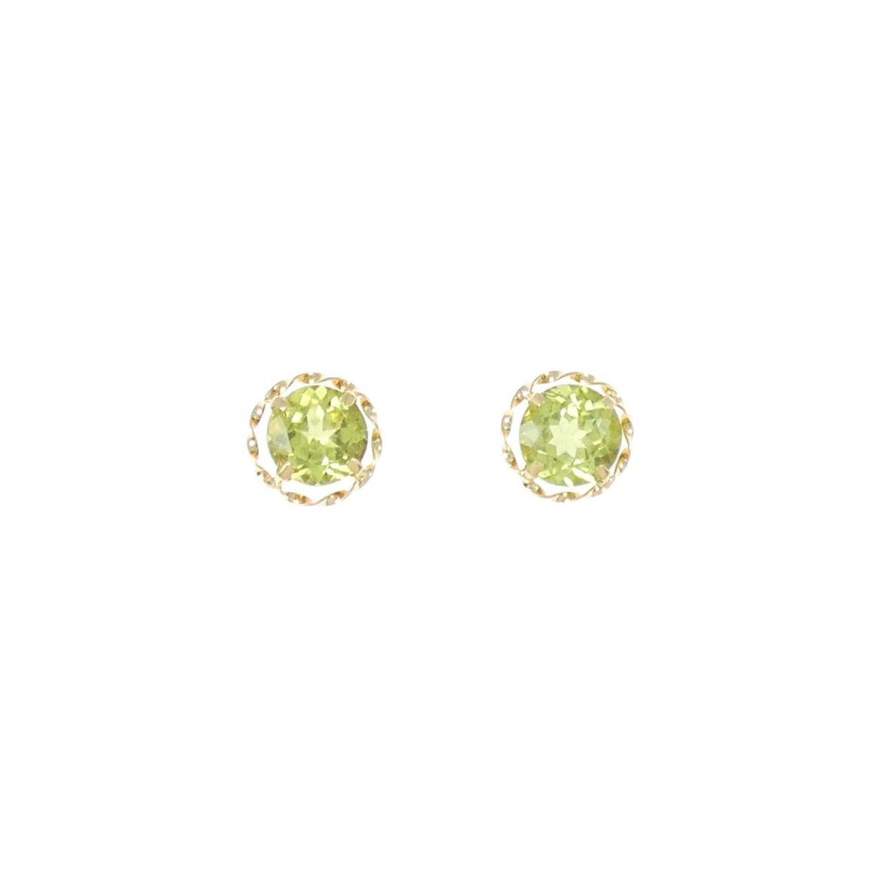 K18YG ペリドット ピアス 1.80CT