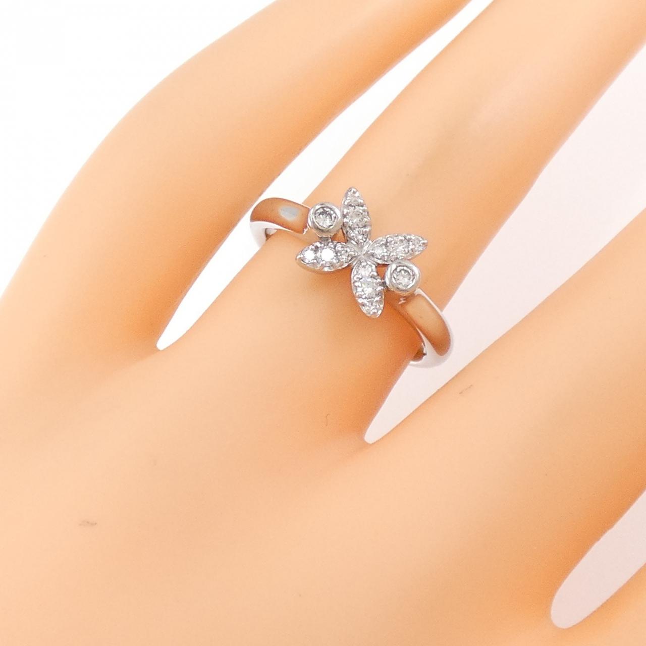 K18WG /K18YG フラワー ダイヤモンド リング 0.18CT