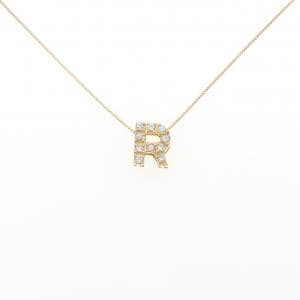 K18YG イニシャルR ダイヤモンド ネックレス 0.13CT