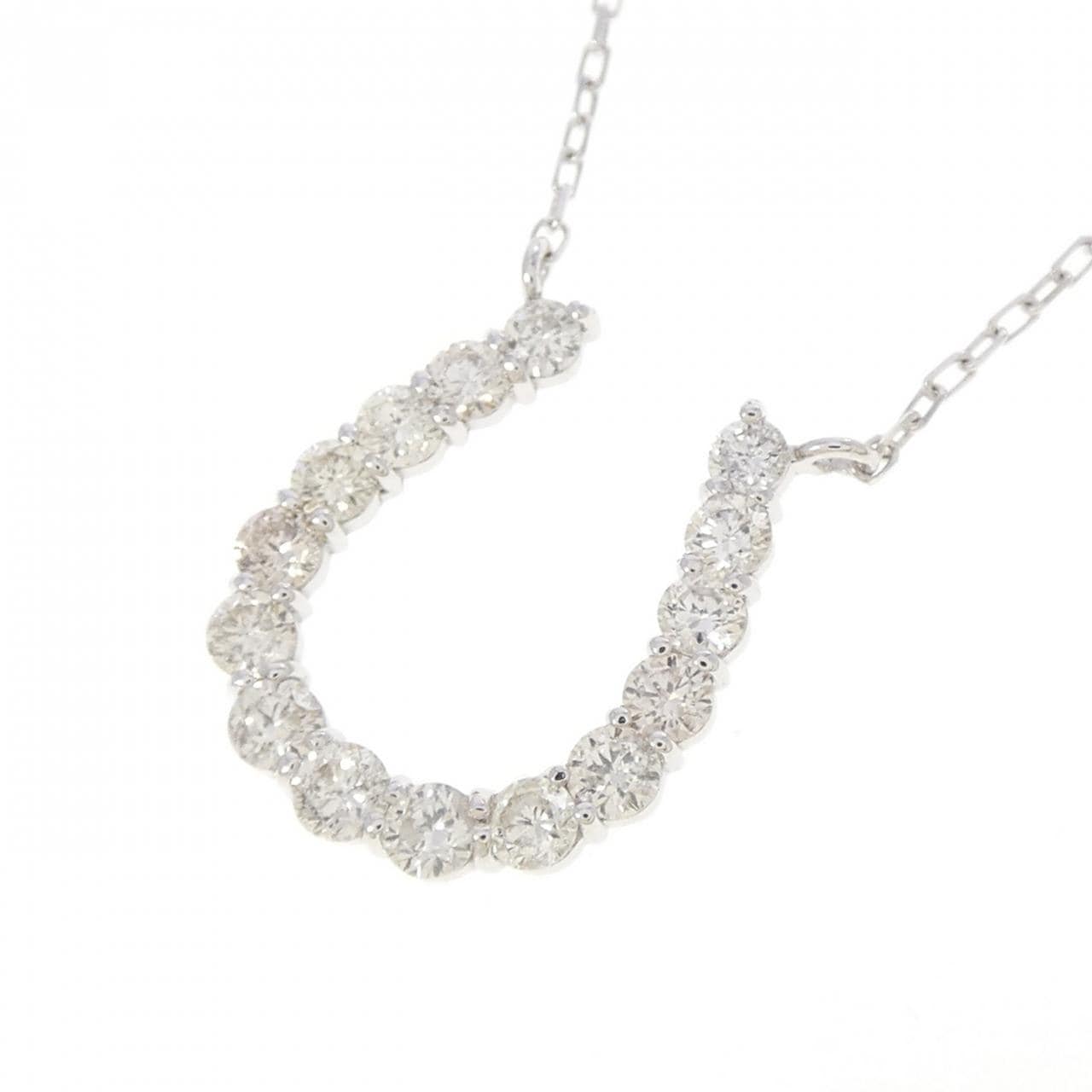 K18WG ホースシュー ダイヤモンド ネックレス 0.50CT