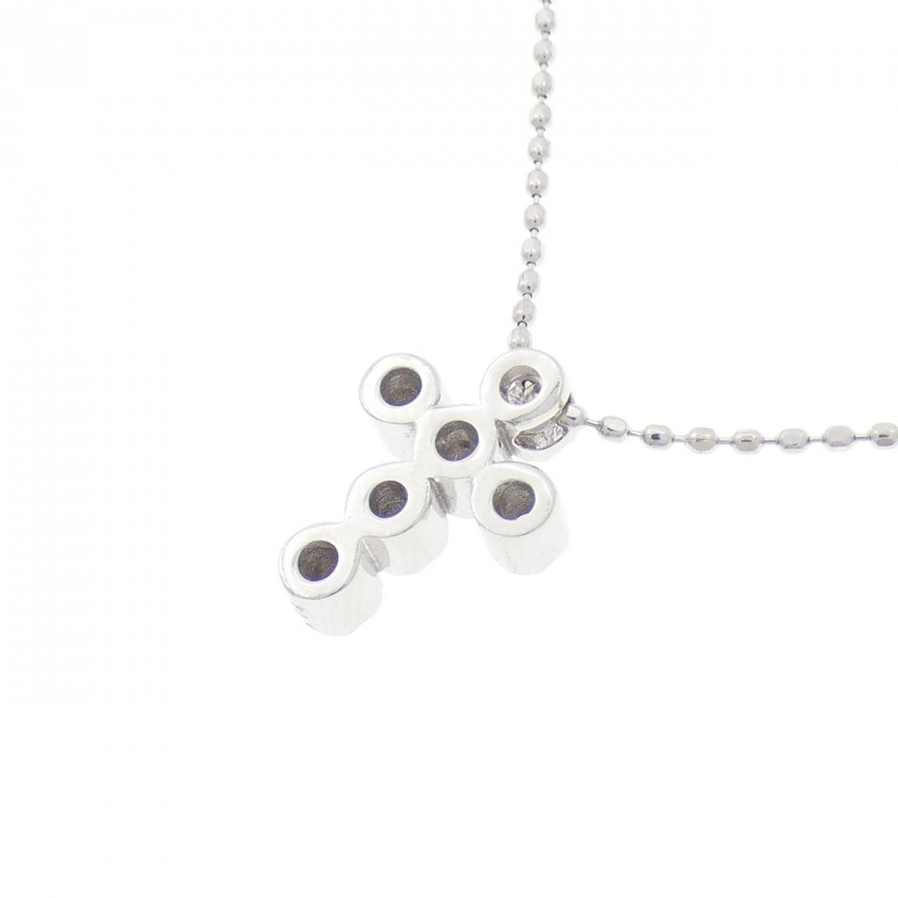 K18WG クロス ダイヤモンド ネックレス 0.14CT