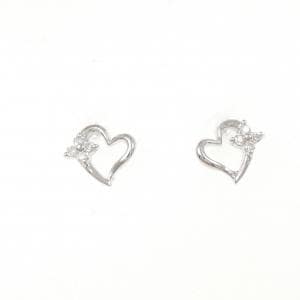 K18WG ハート ダイヤモンド ピアス 0.06CT