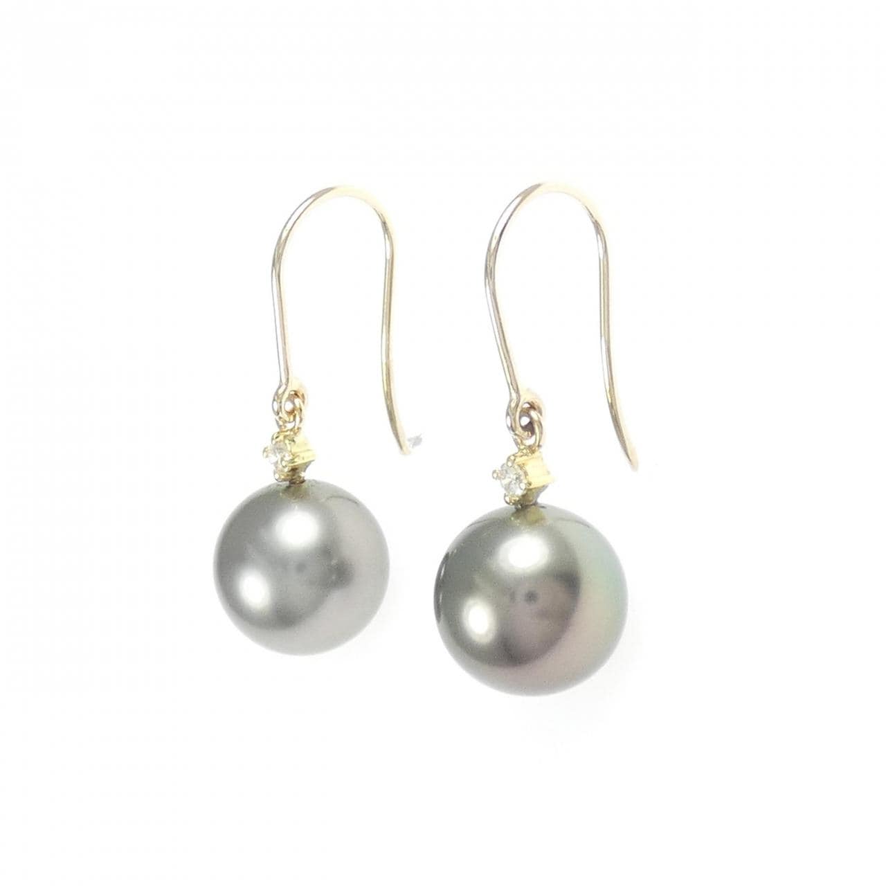 750YG 黒蝶パール ピアス 10.2mm