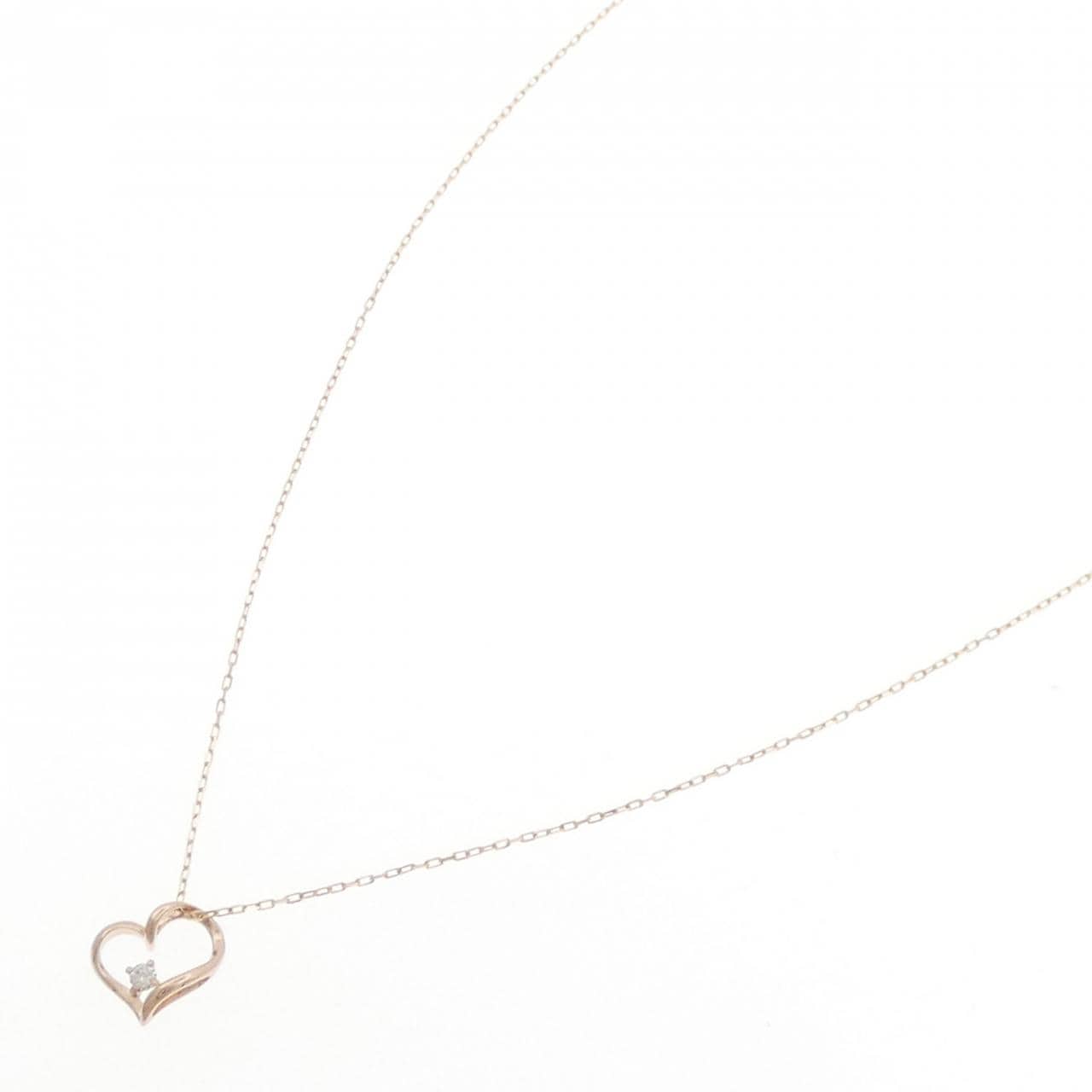 K10PG ハート ダイヤモンド ネックレス