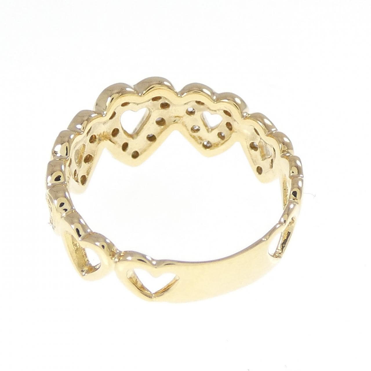 K18YG ハート ダイヤモンド リング