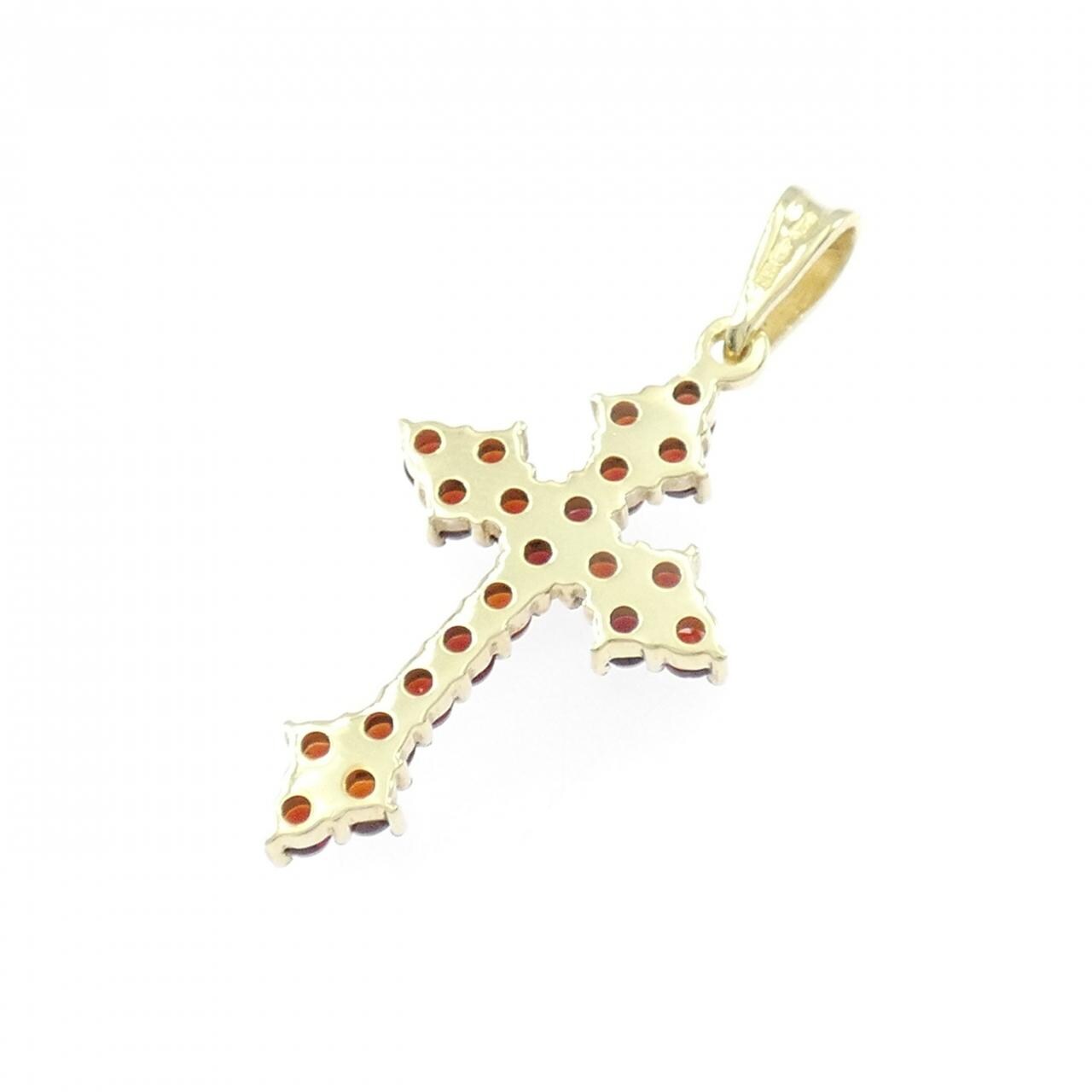 585YG クロス ガーネット ペンダント