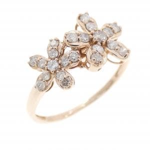 K14PG フラワー ダイヤモンド リング 0.30CT