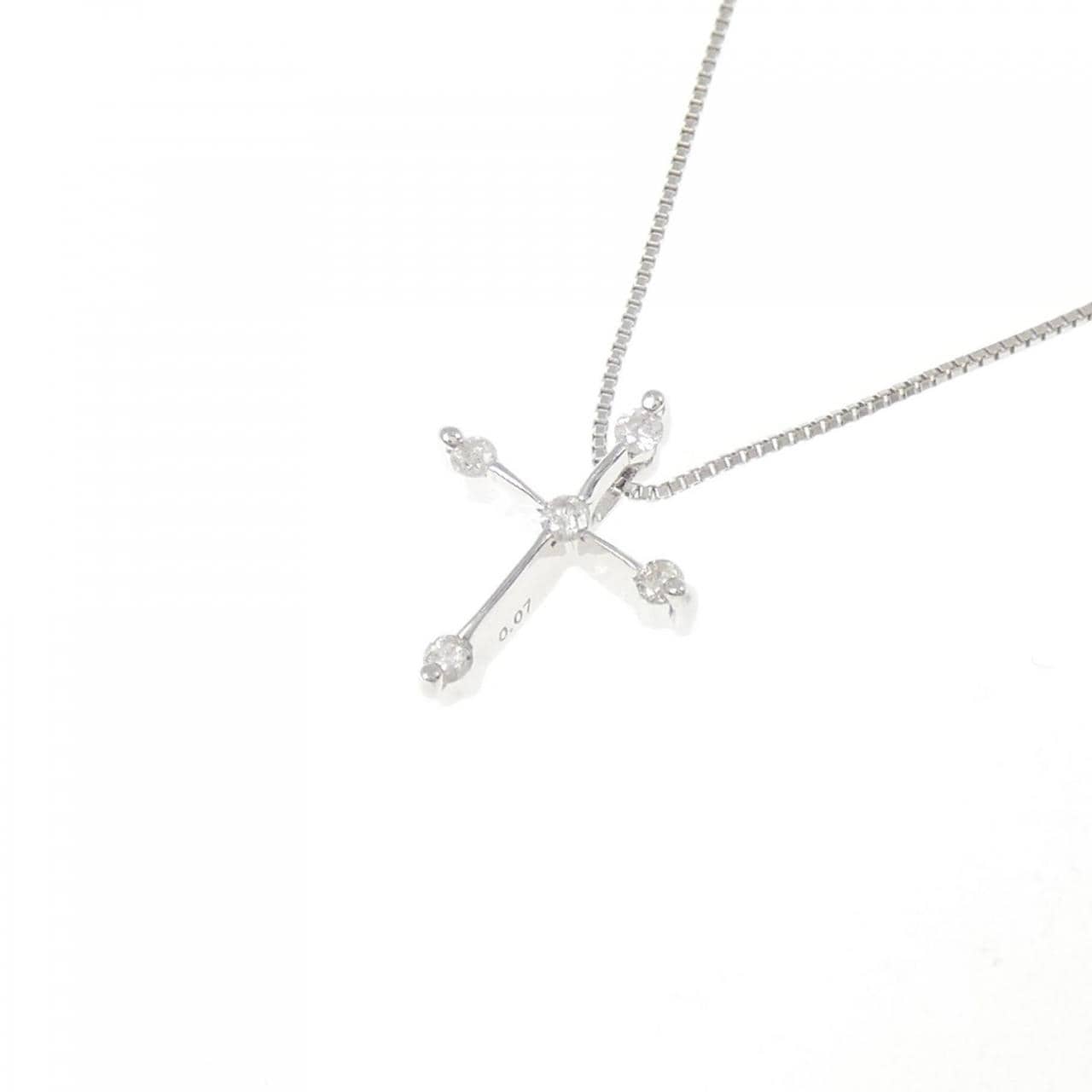 K10WG クロス ダイヤモンド ネックレス 0.07CT