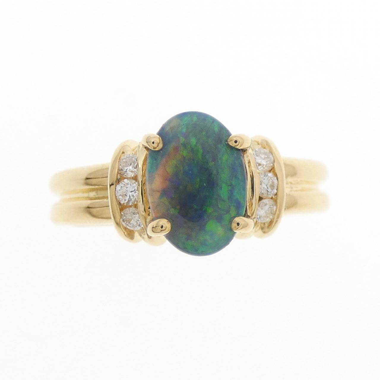 750YG ブラックオパール リング