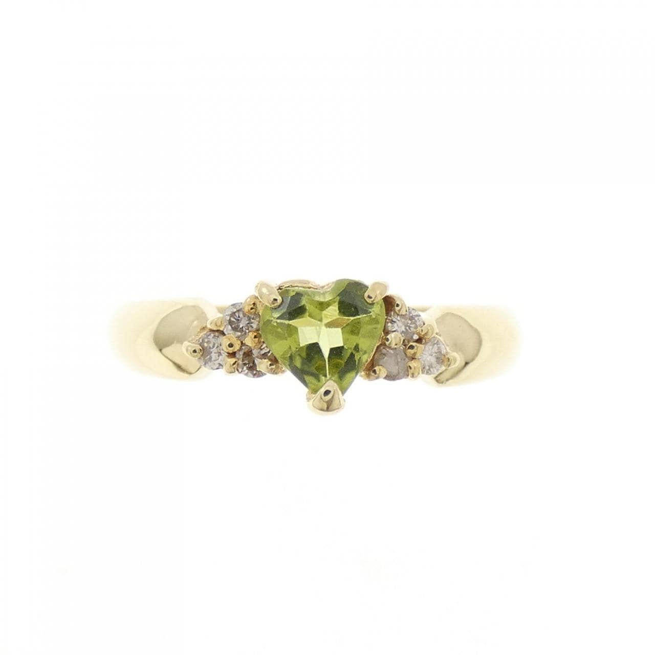 K18YG ハート ペリドット リング