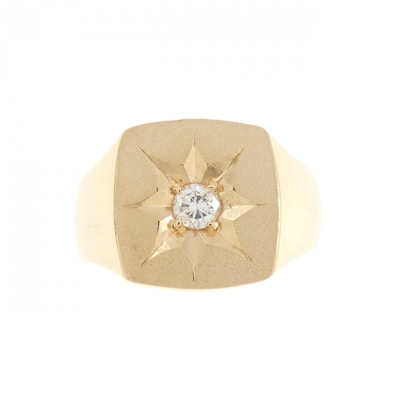 K18YG 印台 ダイヤモンド リング 0.12CT