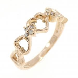 K18PG ハート×フラワー ダイヤモンド リング 0.05CT