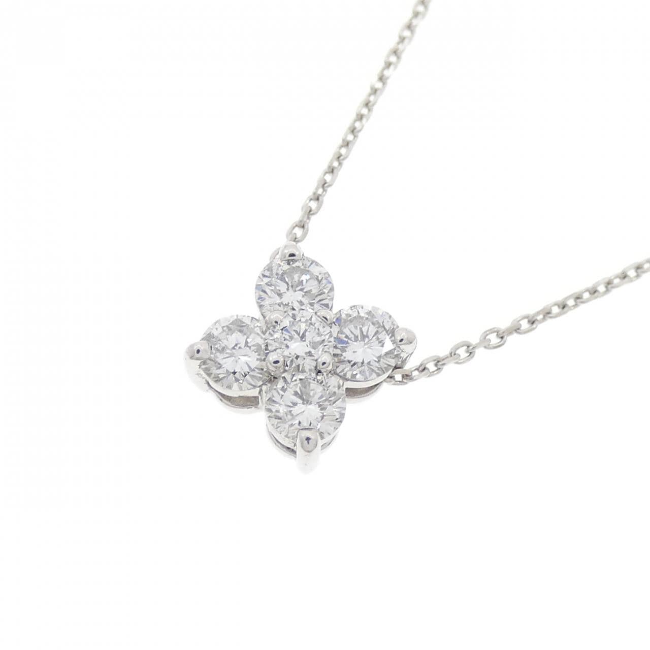 PT900/PT850 フラワー ダイヤモンド ネックレス 0.50CT