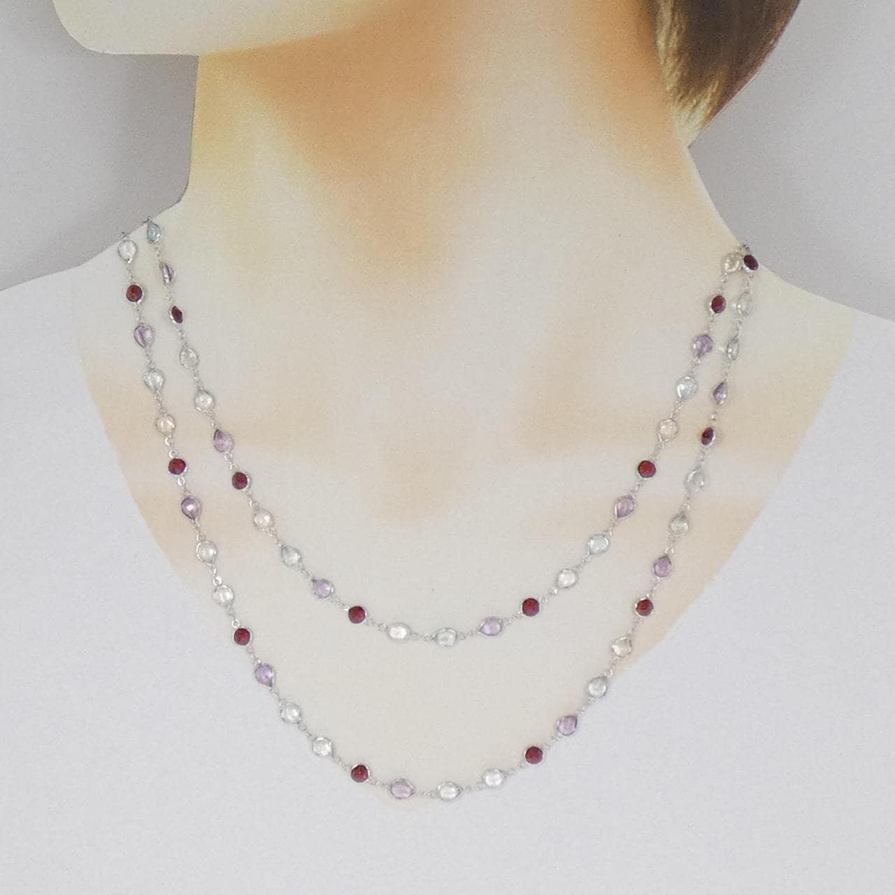 K18WG カラーストーン ネックレス