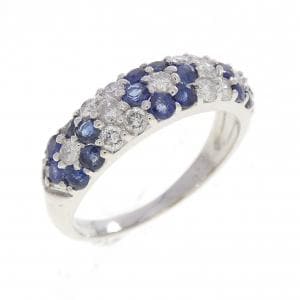PT900 フラワー サファイヤ リング 0.85CT