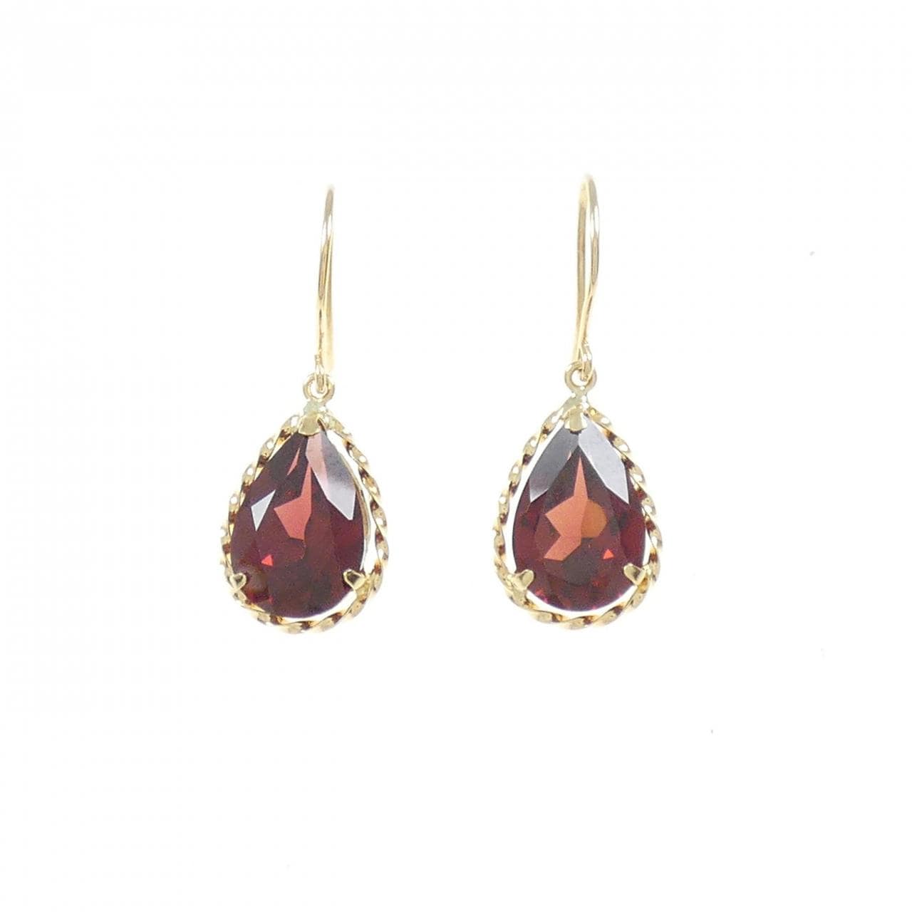 [BRAND NEW] K18YG Garnet earrings