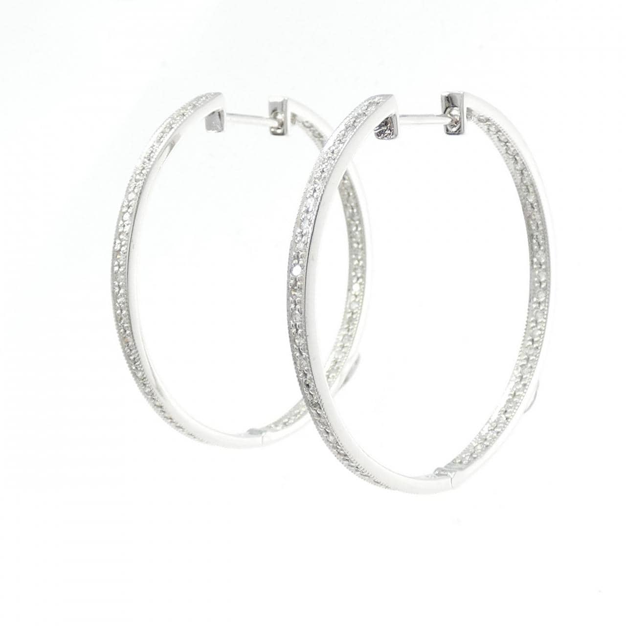 K18WG フープ ダイヤモンド ピアス 0.50CT