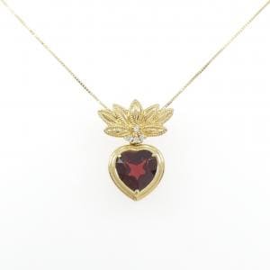 K18YG ハート ガーネット ネックレス 4.28CT