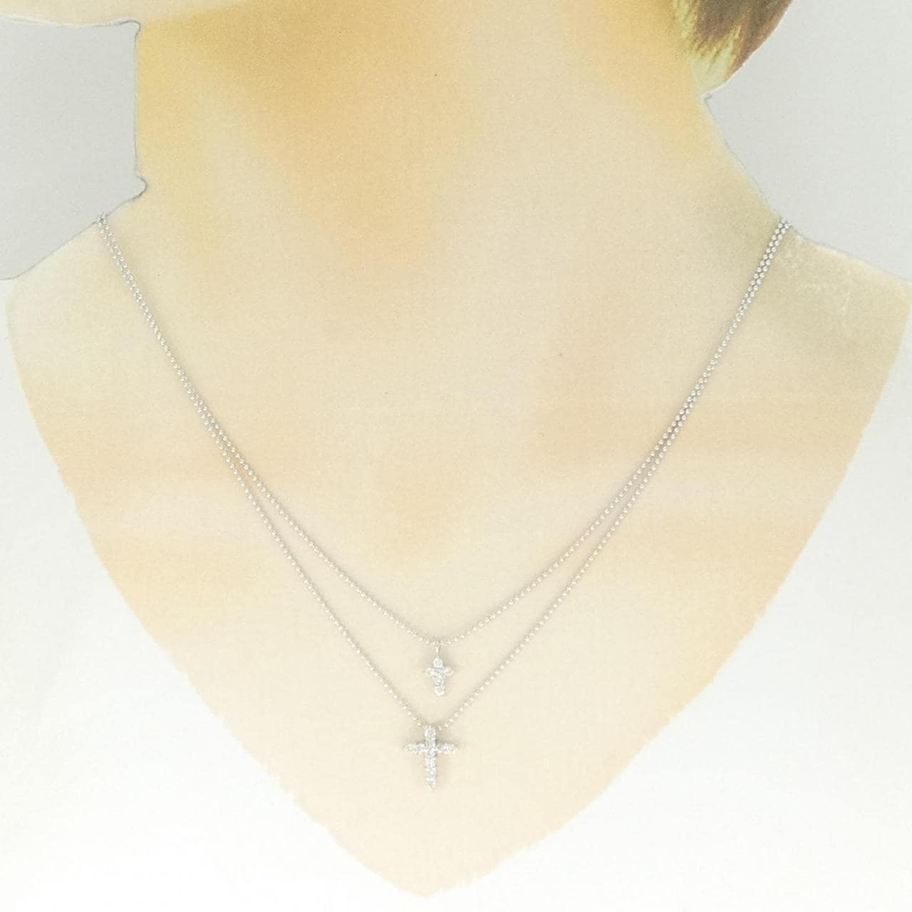 K18WG クロス ダイヤモンド ネックレス 0.31CT