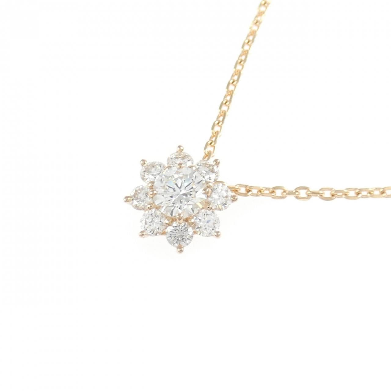 K18PG フラワー ダイヤモンド ネックレス 0.235CT
